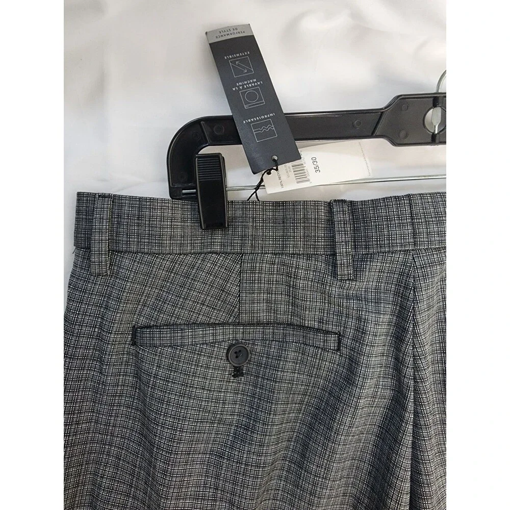 Banana Republic Men’s Pants Gray Plaid Wool Blend Lined Tailored Slim Fit 35x30